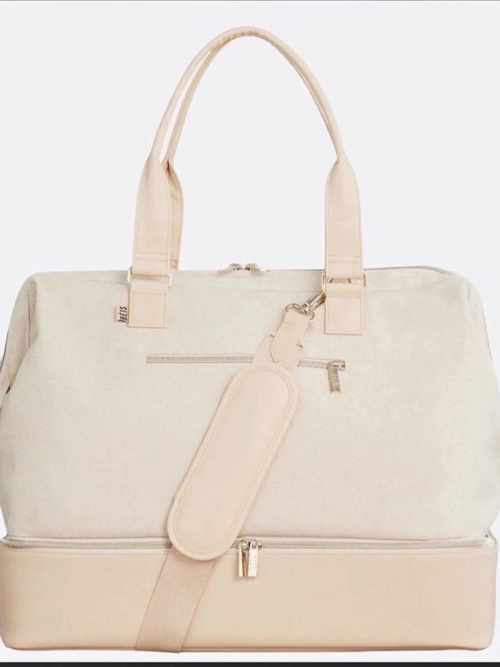 Béis The Weekender Cream & Pink Travel Bag